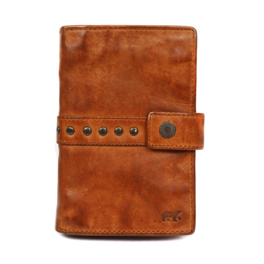 Bear Design Grote Portemonnees | Portemonnee 'Sanne' Studs - Cl 15087 Cognac