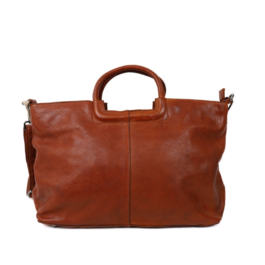 Bear Design Middelmaat Handtassen | Hand-/Schoudertas 'Jasmijn' L Cognac