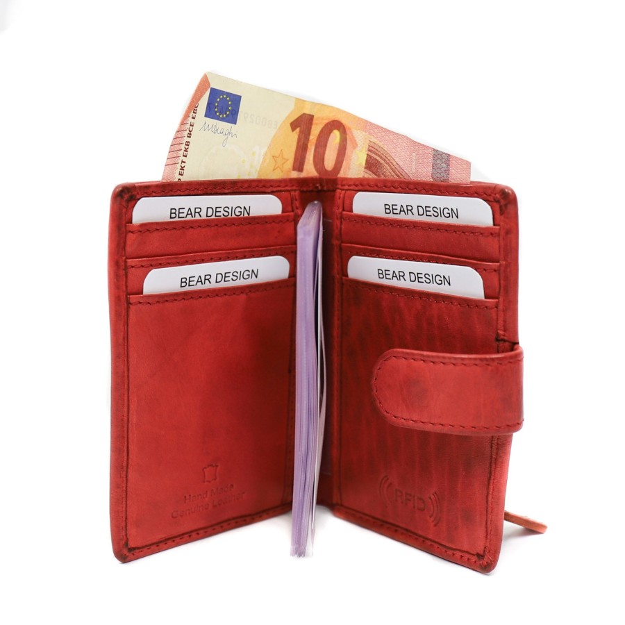 Bear Design Pasjeshouders | Pasjesmap 'Vic' Rood Rood (Cl)