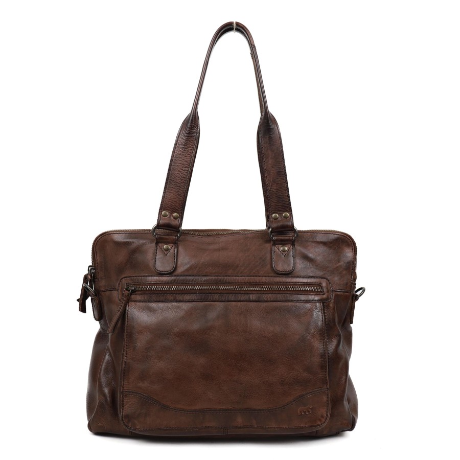 Bear Design Grote Shoppers | Hand-/Schoudertas 'Lia' Donkerbruin