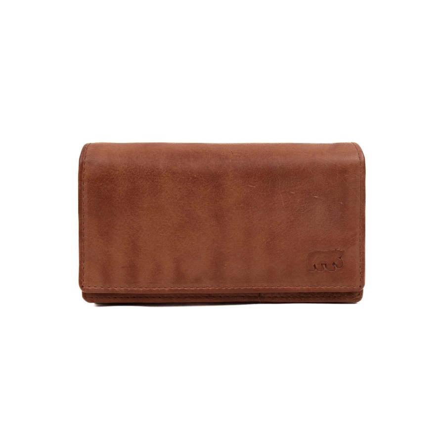 Bear Design Middelmaat Portemonnees | Overslag Portemonnee 'Brigitte' Cognac - Cp 6700