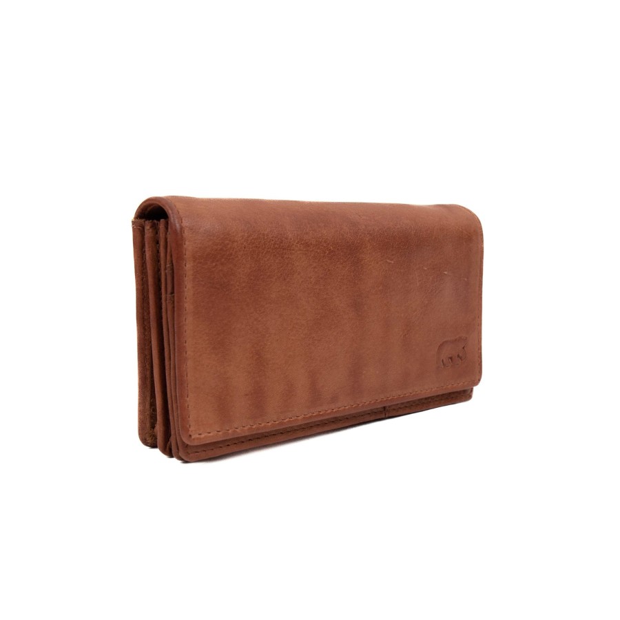 Bear Design Middelmaat Portemonnees | Overslag Portemonnee 'Brigitte' Cognac - Cp 6700