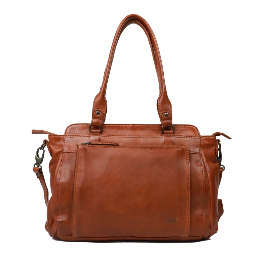 Bear Design Middelmaat Handtassen | Hand-/Schoudertas 'Donna' Cognac