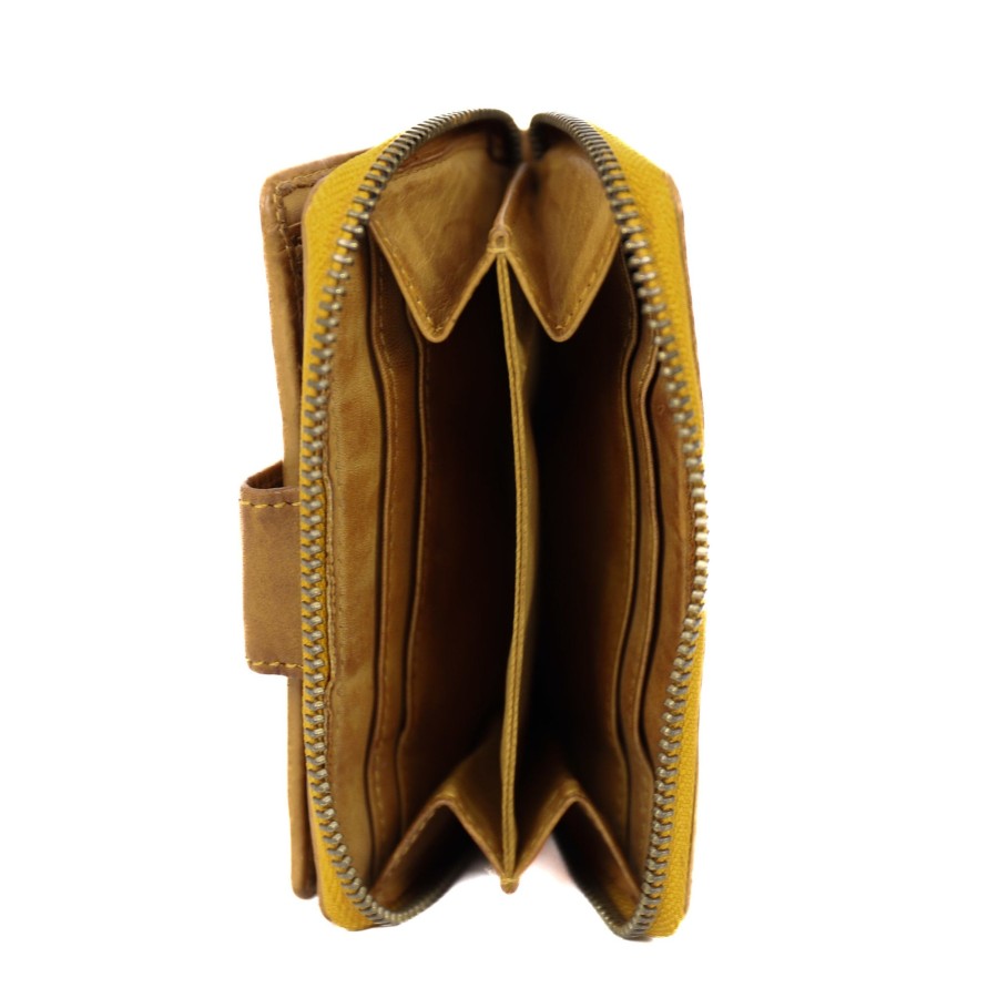 Bear Design Middelmaat Portemonnees | Ritsportemonnee 'Loet' Oker Cl 13550 Geel