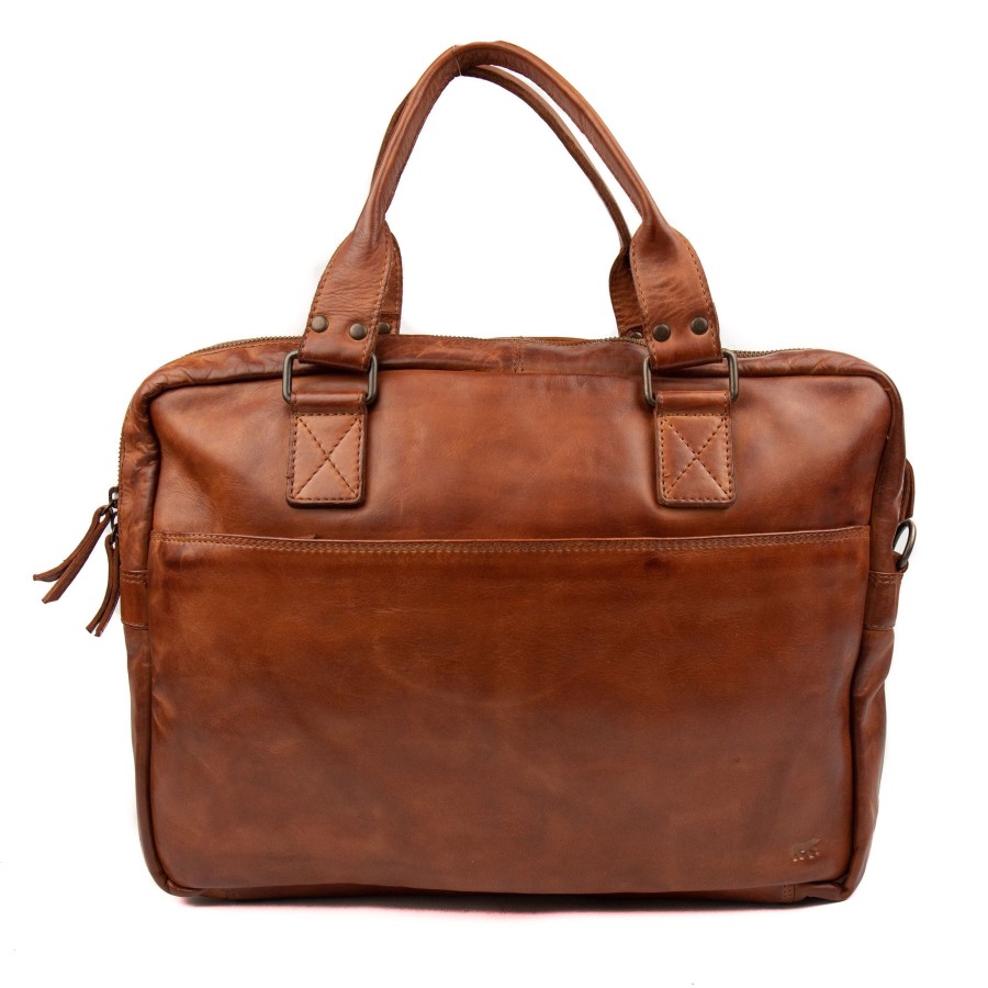 Bear Design Grote Schoudertassen | Laptoptas 'Leandro' Cl 32843 Cognac