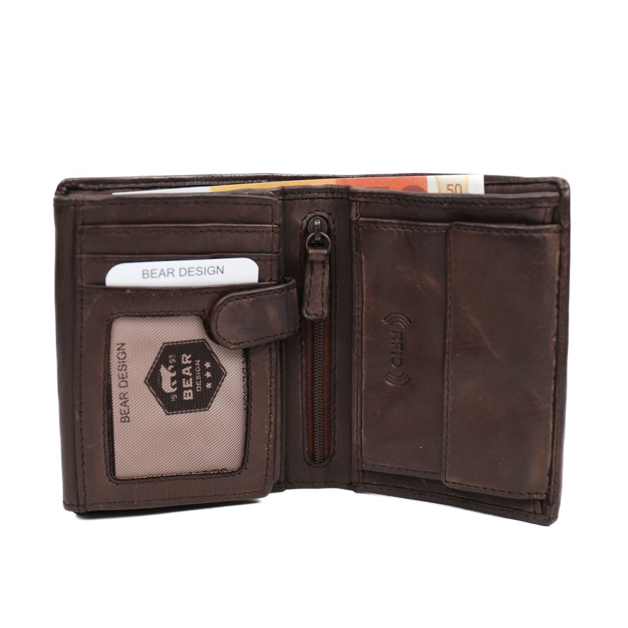 Bear Design Billfolds | Hoge Billfold 'Wouter' Cl 18838 Donkerbruin