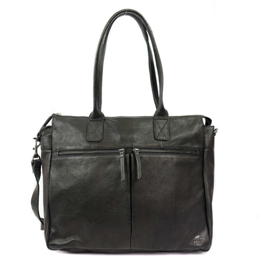 Bear Design Laptoptassen T/M 15,6 Inch | Hand-/Schoudertas 'Binni' Zwart