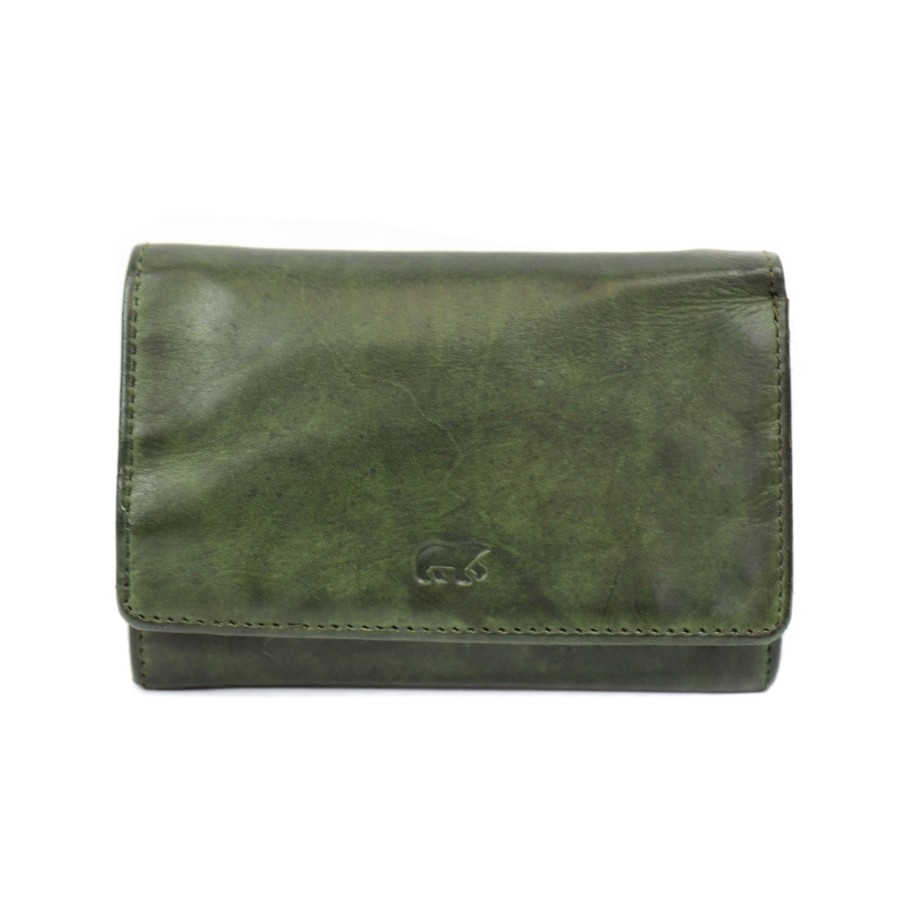 Bear Design Middelmaat Portemonnees | Overslag Portemonnee 'Flappie' Cl 15572 Groen