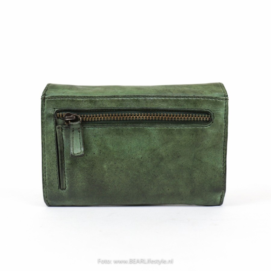 Bear Design Middelmaat Portemonnees | Overslag Portemonnee 'Flappie' Cl 15572 Groen