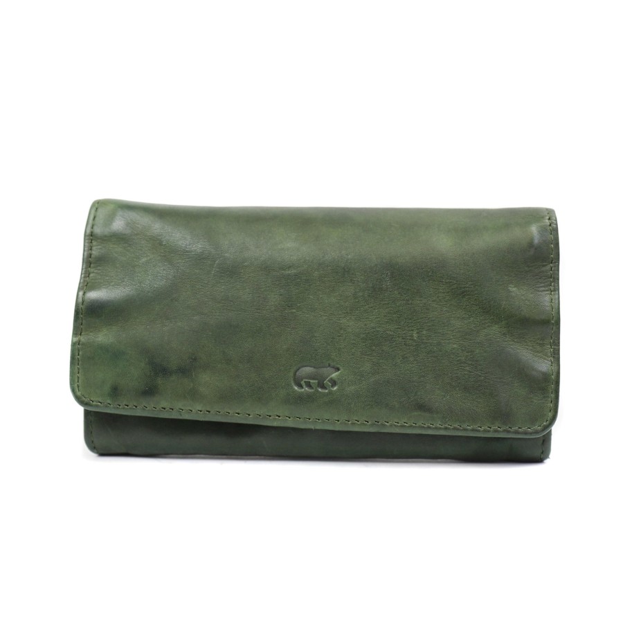 Bear Design Middelmaat Portemonnees | Overslag Portemonnee 'Noor' Cl 9918 Groen