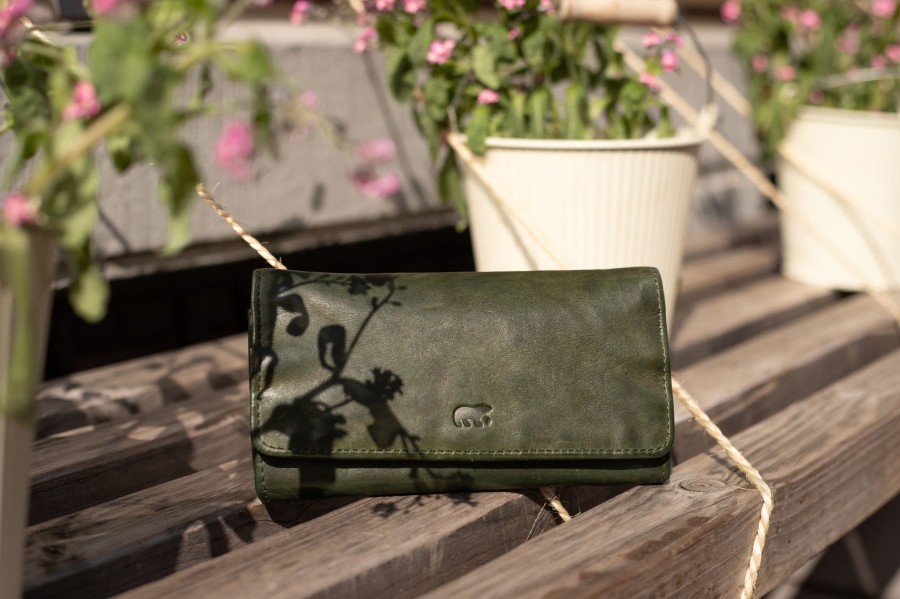Bear Design Middelmaat Portemonnees | Overslag Portemonnee 'Noor' Cl 9918 Groen