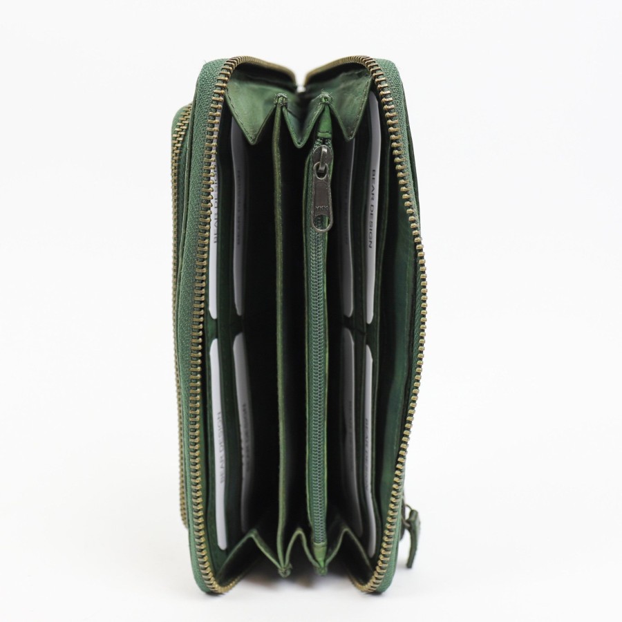 Bear Design Grote Portemonnees | Ritsportemonnee 'Isa' Cl 14851 Groen
