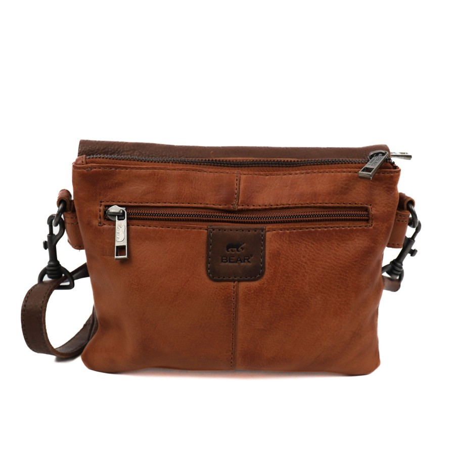 Bear Design Middelmaat Schoudertassen | Schoudertasje 'Billy' Cognac/Bruin