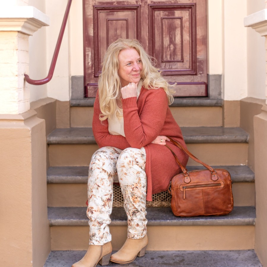 Bear Design Middelmaat Handtassen | Hand-/Schoudertas 'Lieke' Cognac