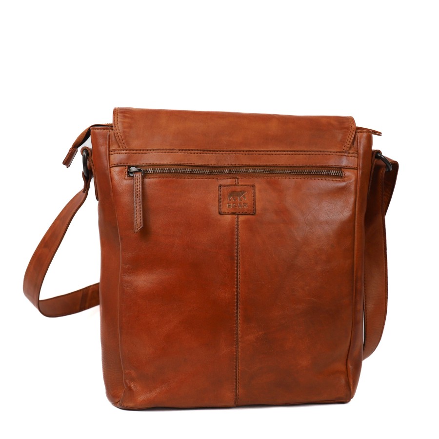 Bear Design Grote Schoudertassen | Schoudertas 'Dustin' Cognac