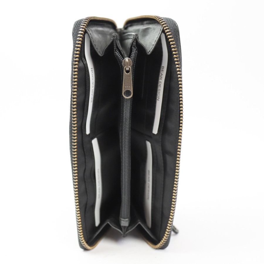 Bear Design Grote Portemonnees | Ritsportemonnee 'Sofie' Cl 15882 Zwart