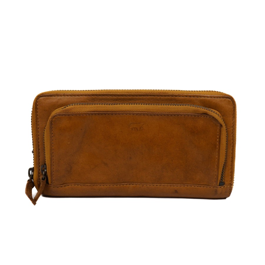 Bear Design Grote Portemonnees | Ritsportemonnee 'Isa' Cl 14851 Geel
