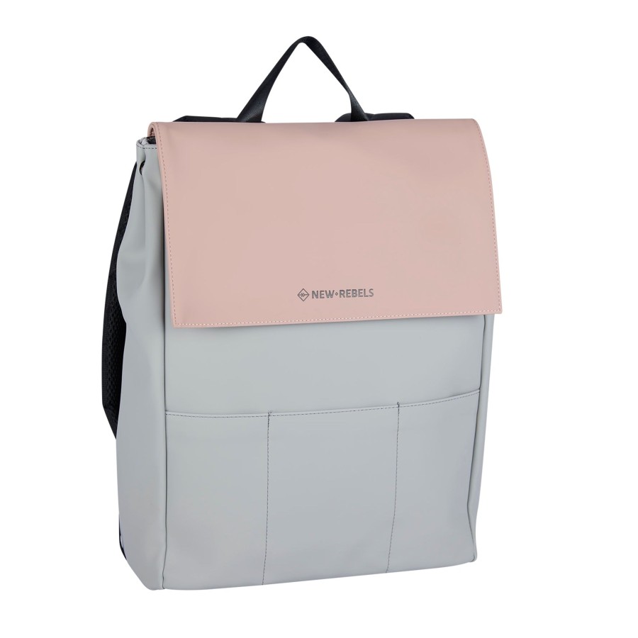 New Rebels Laptoptassen T/M 15,6 Inch | Rugzak 'Lincoln' Old Pink/Zilver 17L Old Pink/Silver