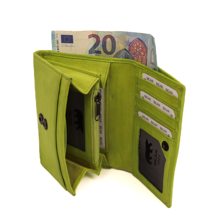 Bear Design Middelmaat Portemonnees | Overslag Portemonnee 'Sweety' Lime