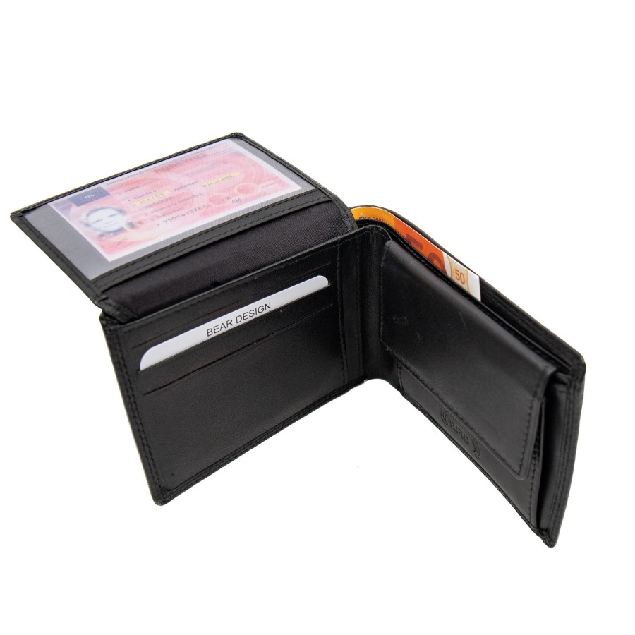 Bear Design Billfolds | Billfold 'Joep' Zwart Zwart (M)