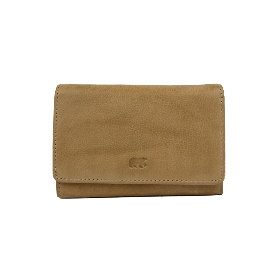 Bear Design Middelmaat Portemonnees | Overslag Portemonnee 'Flappie' Cl 15572 Beige