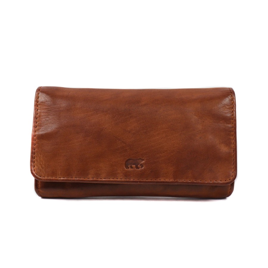 Bear Design Middelmaat Portemonnees | Overslag Portemonnee 'Noor' Cl 9918 Cognac