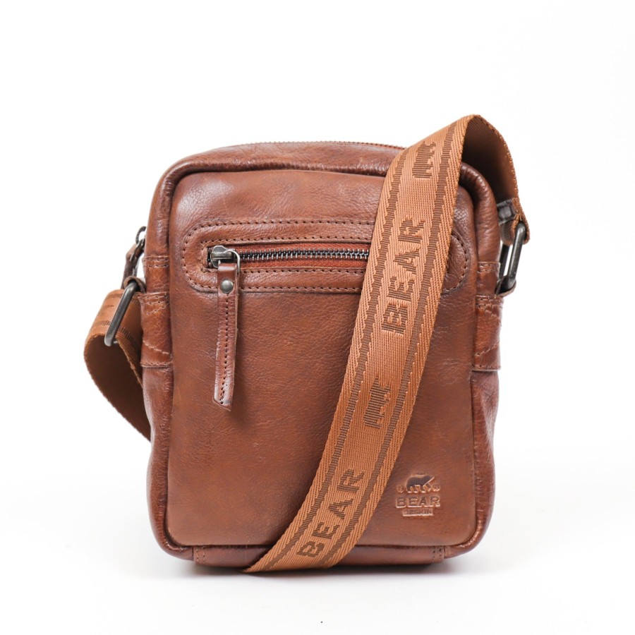 Bear Design Kleine Schoudertassen | Schoudertasje 'Leonardo' Cp 1847 Cognac