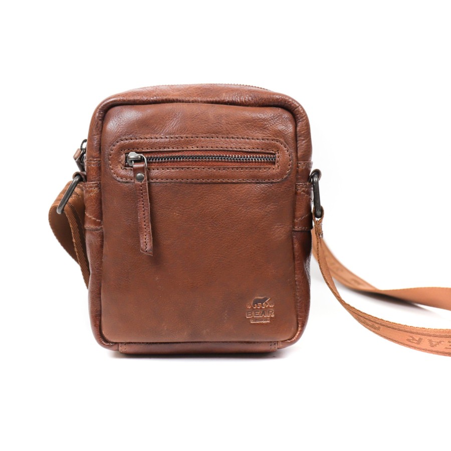 Bear Design Kleine Schoudertassen | Schoudertasje 'Leonardo' Cp 1847 Cognac