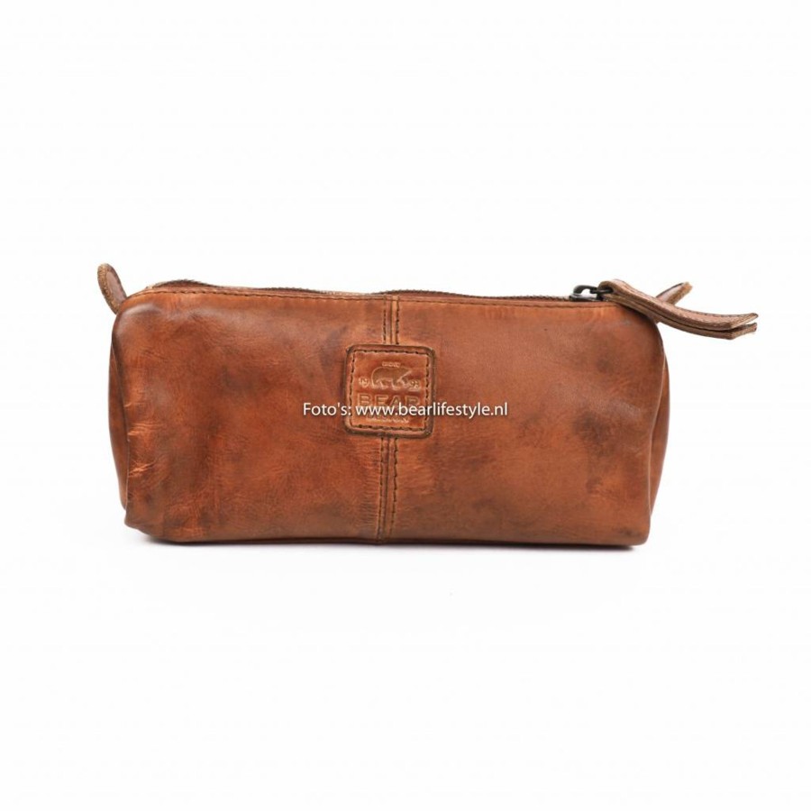 Bear Design Sleuteletuis & Klein Lederwaren | Pennenetui 'Tito' Xl Cognac - Cl 6258