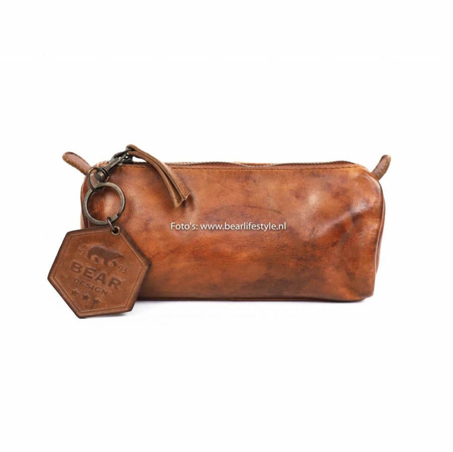 Bear Design Sleuteletuis & Klein Lederwaren | Pennenetui 'Tito' Xl Cognac - Cl 6258