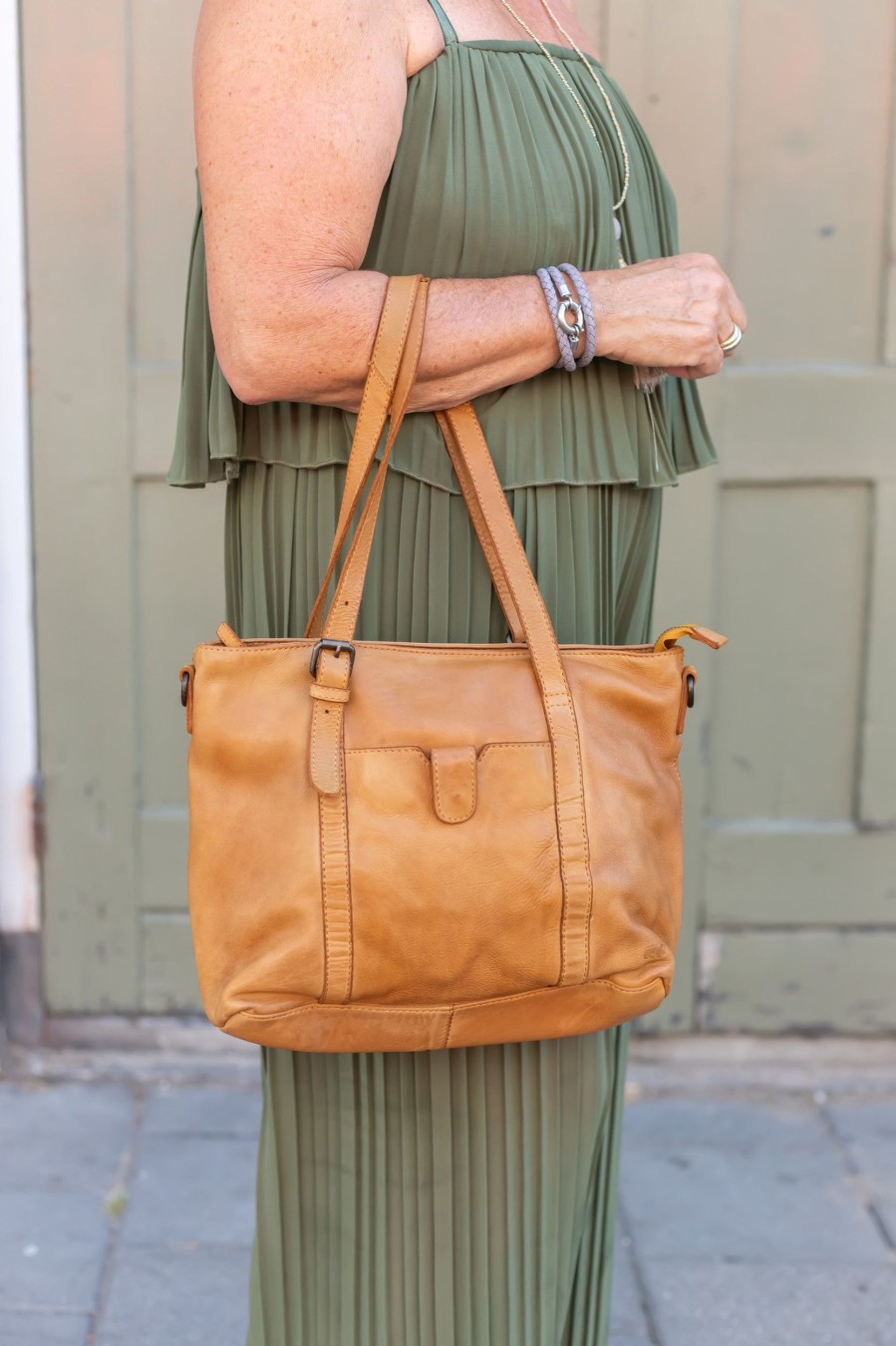 Bear Design Middelmaat Handtassen | Hand-/Schoudertas 'Anja' Geel