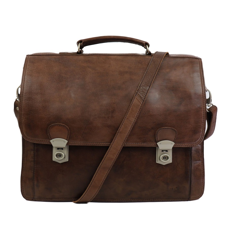 Bear Design Laptoptassen T/M 15,6 Inch | Aktetas 'Willem-Jan' Donkerbruin