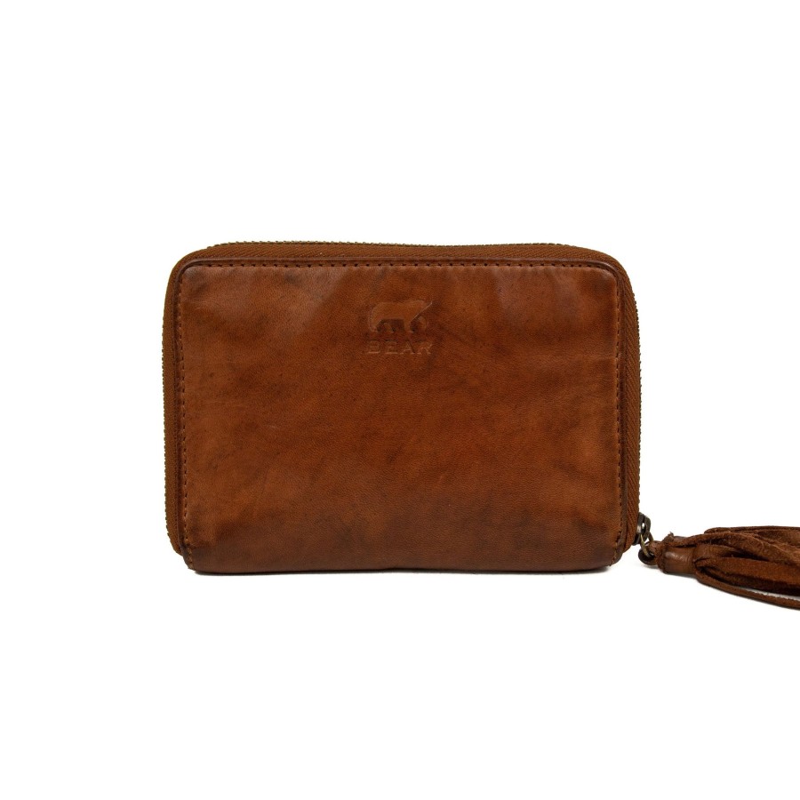 Bear Design Sleuteletuis & Klein Lederwaren | Portemonneetje 'Marijn' Cl 18367 Cognac