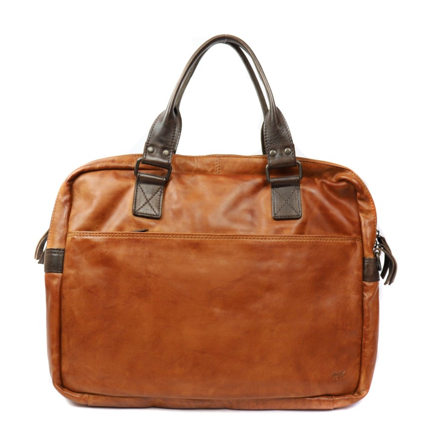 Bear Design Grote Schoudertassen | Laptoptas 'Leandro' Cl 32843 Cognac/Donkerbruin