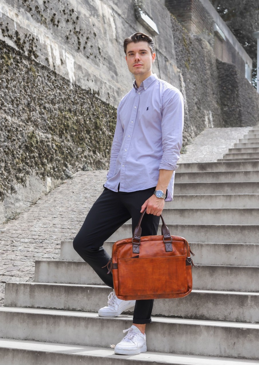 Bear Design Grote Schoudertassen | Laptoptas 'Leandro' Cl 32843 Cognac/Donkerbruin