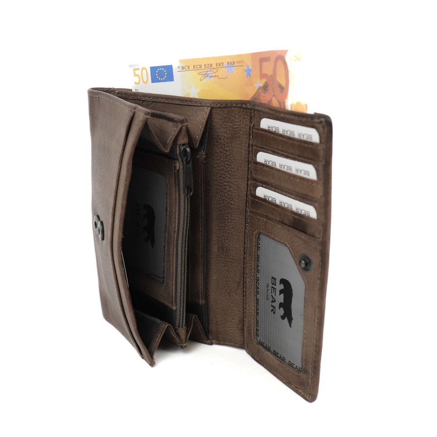 Bear Design Grote Portemonnees | Overslag Portemonnee 'Sweety' Xl Cp 6041 Slate