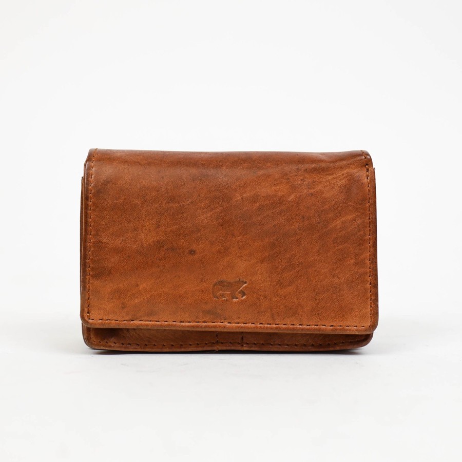 Bear Design Middelmaat Portemonnees | Overslag Portemonnee 'Nina' Cl 16212 Cognac