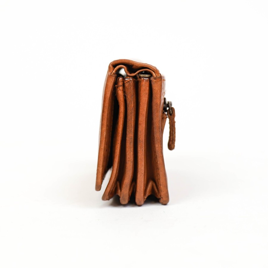 Bear Design Middelmaat Portemonnees | Overslag Portemonnee 'Nina' Cl 16212 Cognac