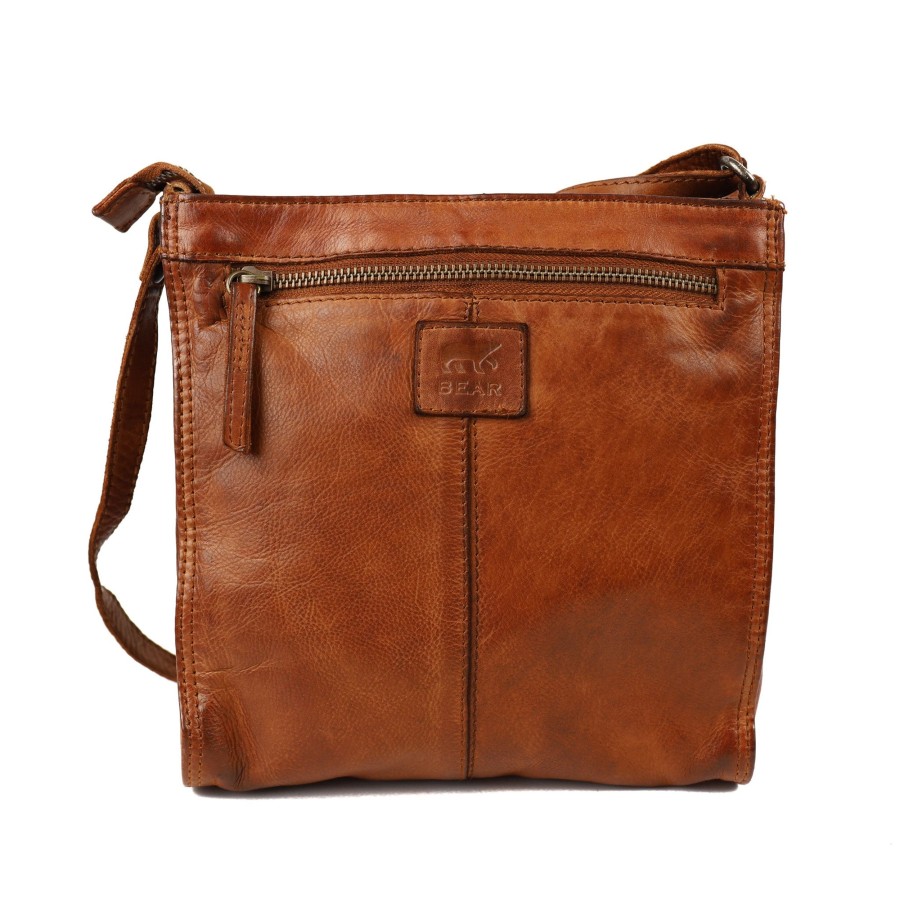 Bear Design Middelmaat Schoudertassen | Schoudertasje 'Davita' Cognac