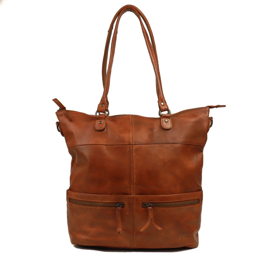 Bear Design Grote Shoppers | Hand-/Schoudertas 'Fae' Cognac