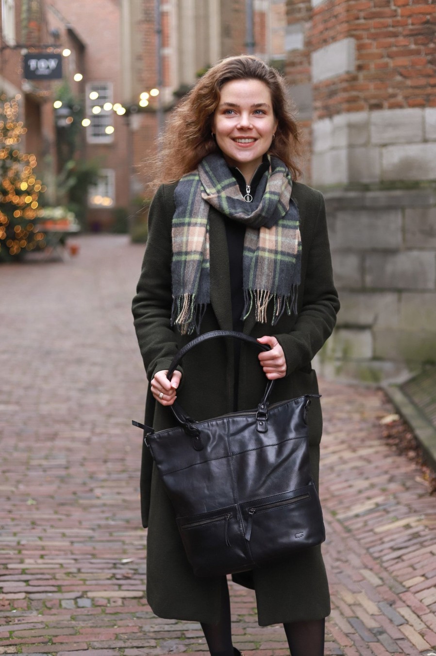 Bear Design Grote Shoppers | Hand-/Schoudertas 'Fae' Cognac