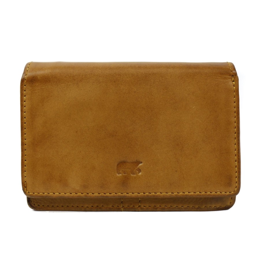 Bear Design Middelmaat Portemonnees | Overslag Portemonnee 'Nina' Oker Cl 16212 Geel
