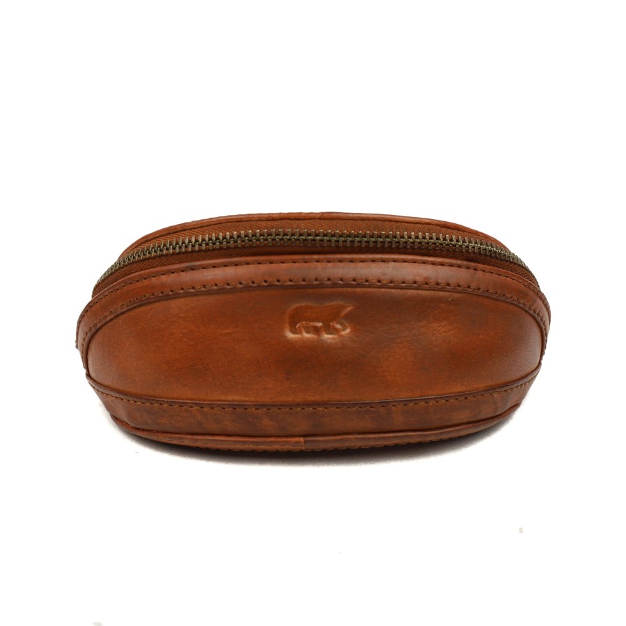 Bear Design Sleuteletuis & Klein Lederwaren | Brillenkoker 'Frits' S Cognac