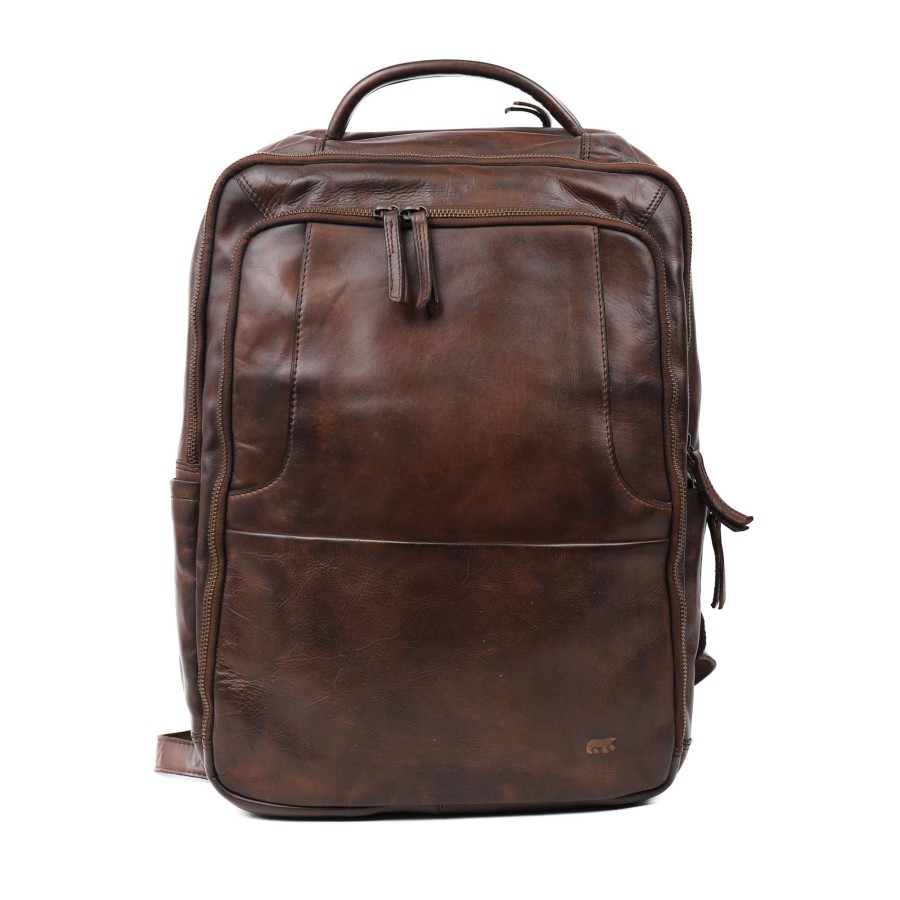 Bear Design Laptoptassen T/M 15,6 Inch | Laptop Rugzak 'Jayden' L Donker Bruin