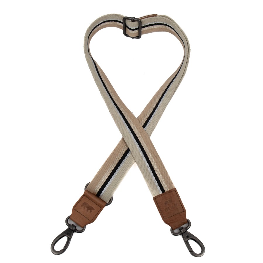 Bear Design Bag Straps | Bag Strap 'Stripe' Beige/Glitter/ Taupe