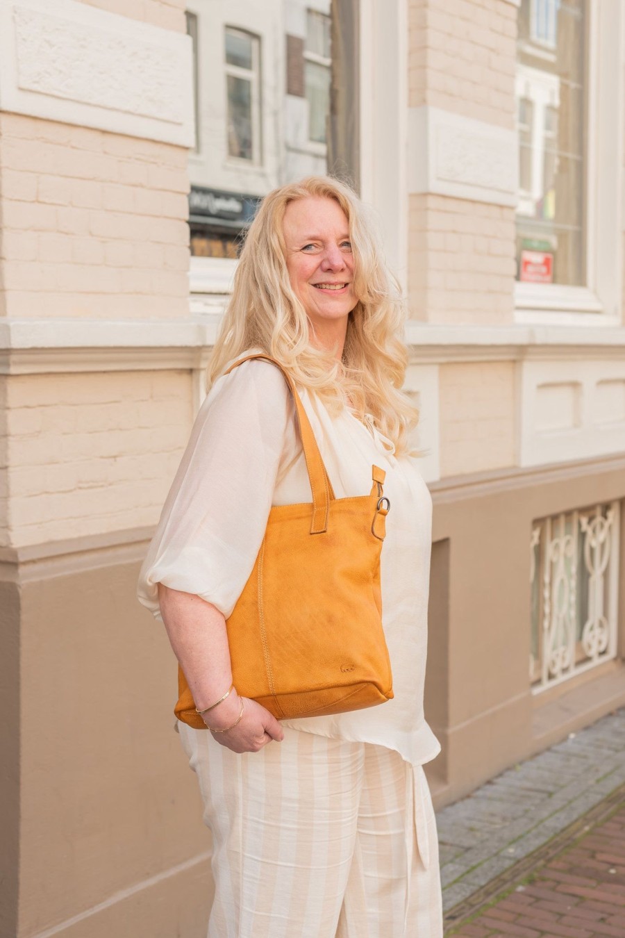 Bear Design Kleine Shoppers | Hand-/Schoudertas 'Jilke' Geel