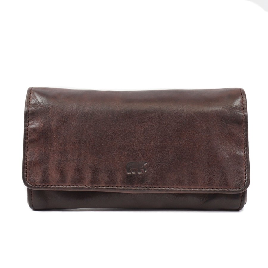 Bear Design Middelmaat Portemonnees | Overslag Portemonnee 'Noor' Cl 9918 Donkerbruin