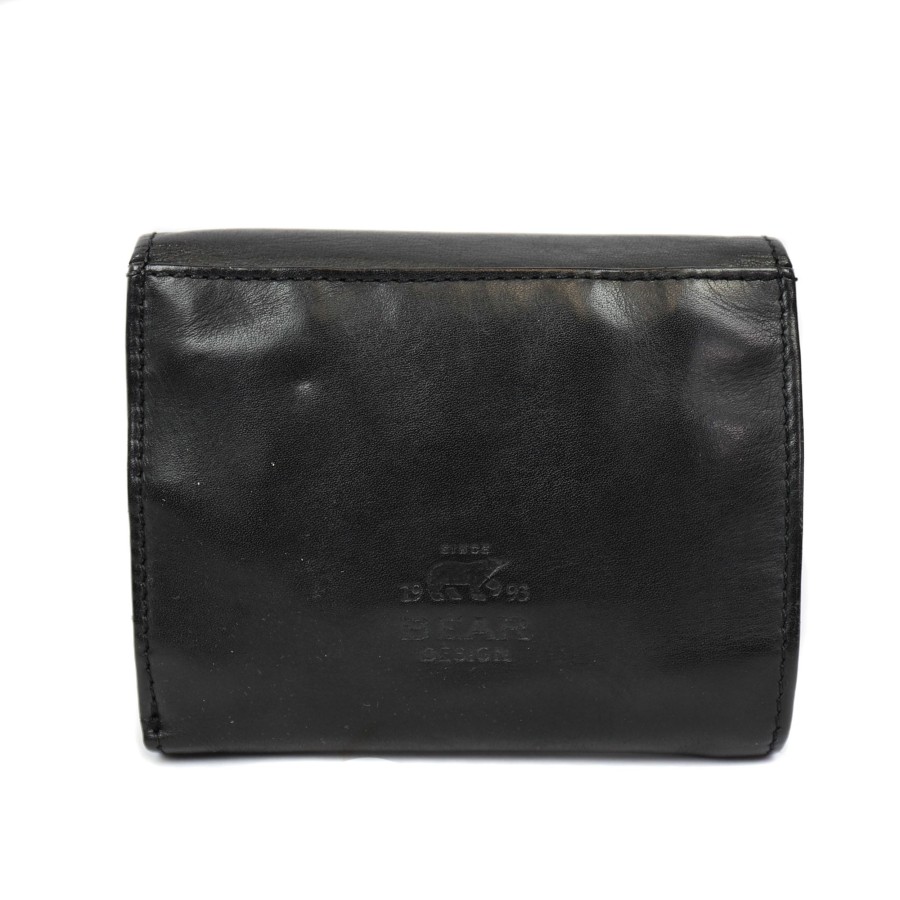 Bear Design Middelmaat Portemonnees | Drukknoop Portemonnee 'Maike' Zwart