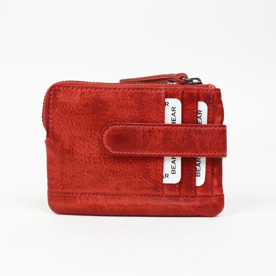 Bear Design Sleuteletuis & Klein Lederwaren | Portemonneetje 'Carrie' Cp 4110 Rood