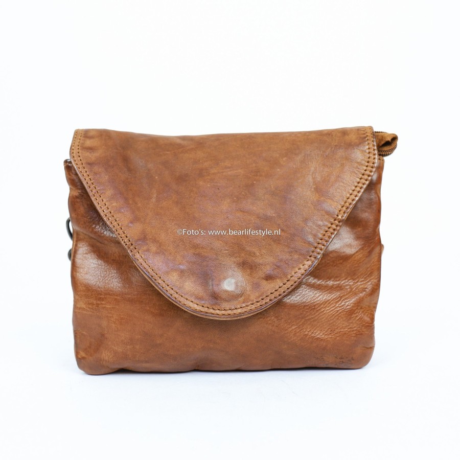 Bear Design Kleine Schoudertassen | Enveloptasje 'Mai' Cognac